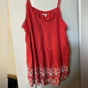 Red-Orange Maurice’s Tank w/lace at bottom